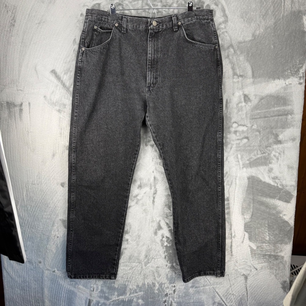 Wrangler American Hero Mens Relaxed Straight Leg Black Acid Wash Jeans 38x30
